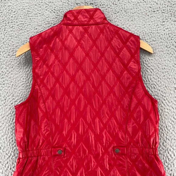 Chicos Jacket Womens 0 US Small Red Textured Diamond Vest Sleeveless Zip Pockets - Picture 4 of 10